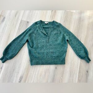 Sezane Leontine Henley Sweater - Teal/Green - Size US Small